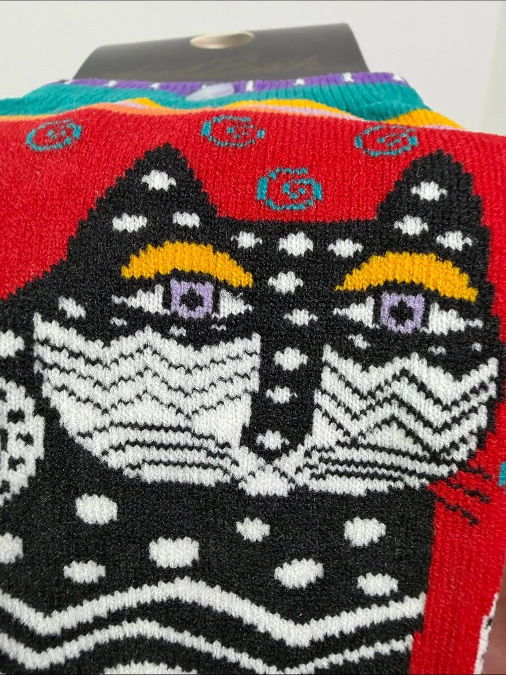 Laurel Burch Vintage Fantastic Felines Cat Crew Socks Artisan Designer Whimsical